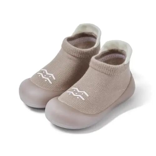 Bearbay Baby Toddler Sock Shoes Walking Shoes Infant Boys Girls Slippers | Non-Slip Sole,Anti-Collision Rubber Toe,Heel Pull Tab Design for Easy On and Off,Breatnable & High-Elastic Fabric,Lightweight - Bearbay