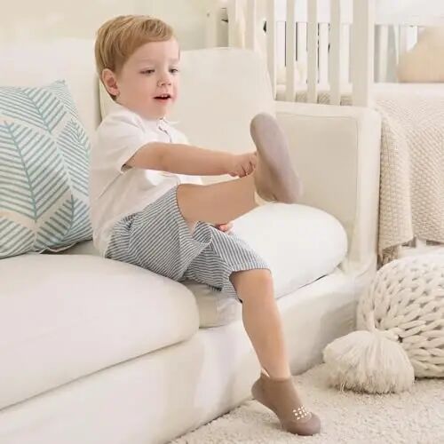 Bearbay Baby Toddler Sock Shoes Walking Shoes Infant Boys Girls Slippers | Non-Slip Sole,Anti-Collision Rubber Toe,Heel Pull Tab Design for Easy On and Off,Breatnable & High-Elastic Fabric,Lightweight - 3