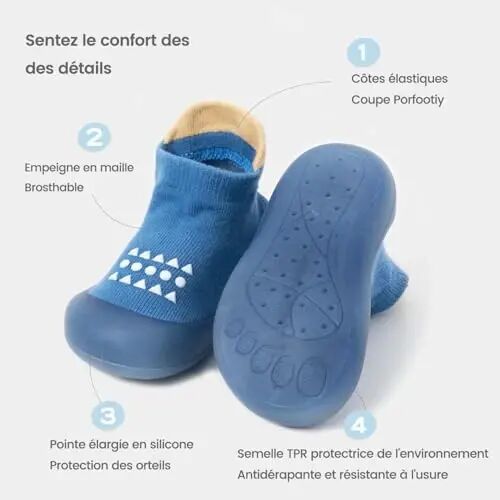 Bearbay Baby Toddler Sock Shoes Walking Shoes Infant Boys Girls Slippers | Non-Slip Sole,Anti-Collision Rubber Toe,Heel Pull Tab Design for Easy On and Off,Breatnable & High-Elastic Fabric,Lightweight - 5