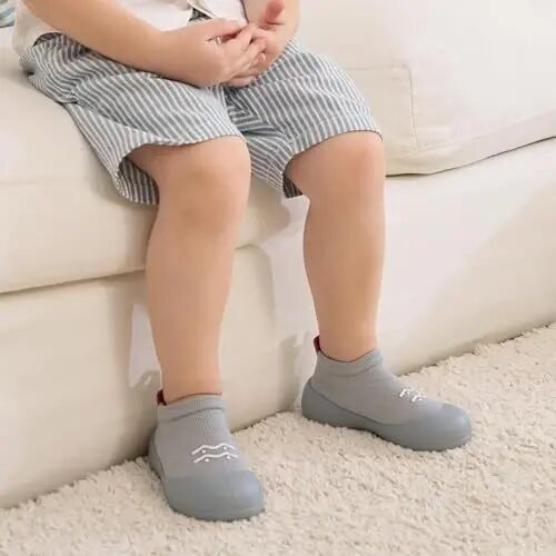 Bearbay Baby Toddler Sock Shoes Walking Shoes Infant Boys Girls Slippers | Non-Slip Sole,Anti-Collision Rubber Toe,Heel Pull Tab Design for Easy On and Off,Breatnable & High-Elastic Fabric,Lightweight - Bearbay (1)