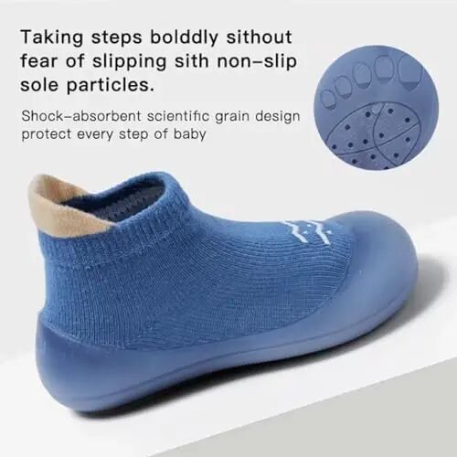 Bearbay Baby Toddler Sock Shoes Walking Shoes Infant Boys Girls Slippers | Non-Slip Sole,Anti-Collision Rubber Toe,Heel Pull Tab Design for Easy On and Off,Breatnable & High-Elastic Fabric,Lightweight - 4