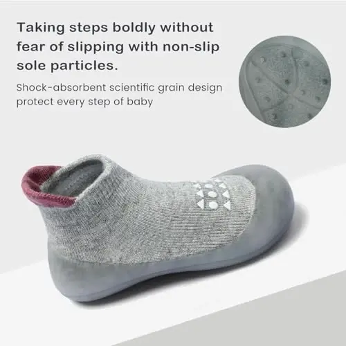 Bearbay Baby Sock Shoes Baby Walking Shoes Infant Non-Slip Breathable Slippers with Soft Rubber Sole Baby Boys Girls Sneakers - 2