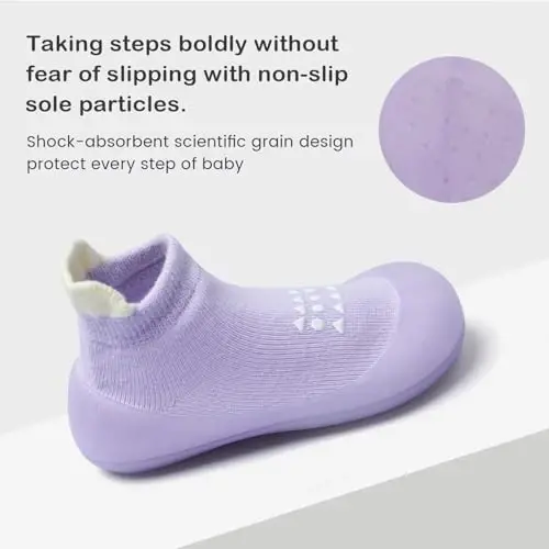 Bearbay Baby Sock Shoes Baby Walking Shoes Infant Non-Slip Breathable Slippers with Soft Rubber Sole Baby Boys Girls Sneakers - 2