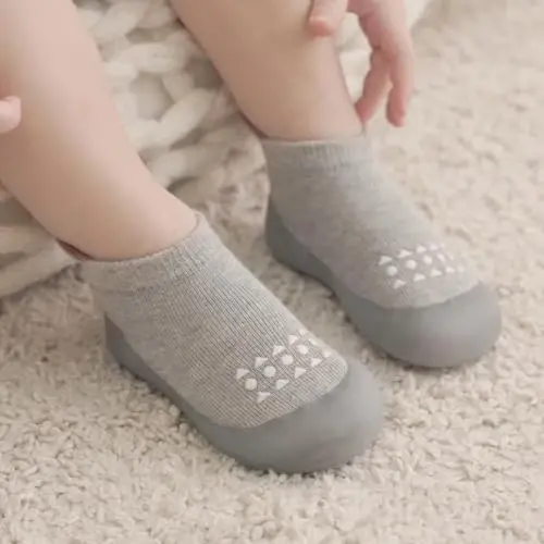 Bearbay Baby Toddler Sock Shoes Walking Shoes Infant Boys Girls Slippers | Non-Slip Sole,Anti-Collision Rubber Toe,Heel Pull Tab Design for Easy On and Off,Breatnable & High-Elastic Fabric,Lightweight - BEARBAY (1)