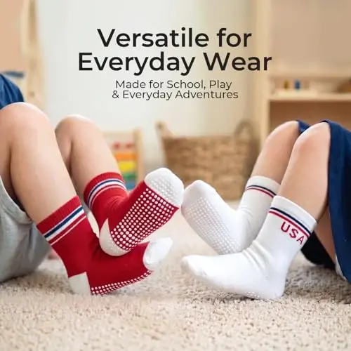 Bearbay Baby Non Slip Ankle Socks with Grippers for 0 Months-7 Years Old Walking Socks - 4