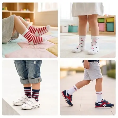 Bearbay Baby Non Slip Ankle Socks with Grippers for 0 Months-7 Years Old Walking Socks - 5
