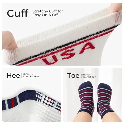 Bearbay Baby Non Slip Ankle Socks with Grippers for 0 Months-7 Years Old Walking Socks - 6