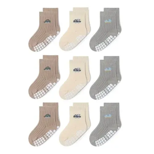 Bearbay Baby Non Slip Ankle Socks with Grippers for 0 Months-7 Years Old Walking Socks - 6