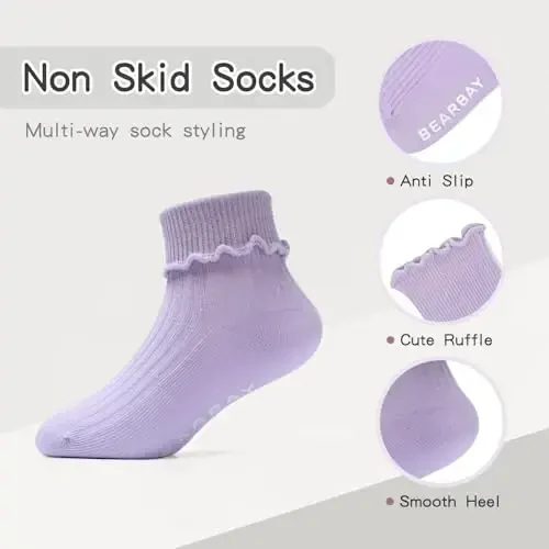Bearbay Baby Non Slip Ankle Socks with Grippers for 0 Months-7 Years Old Walking Socks - 2