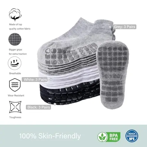 Bearbay Baby Non Slip Ankle Socks with Grippers for 0 Months-7 Years Old Walking Socks - 4