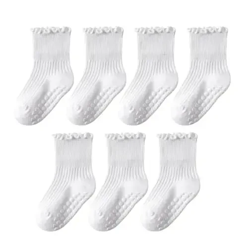 Bearbay Baby Non Slip Ankle Socks with Grippers for 0 Months-7 Years Old Walking Socks 