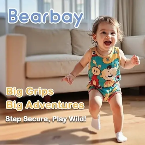 Bearbay Baby Non Slip Ankle Socks with Grippers for 0 Months-7 Years Old Walking Socks - 3