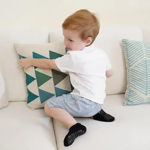 Bearbay Baby Non Slip Ankle Socks with Grippers for 0 Months-7 Years Old Walking Socks - BEARBAY (1)