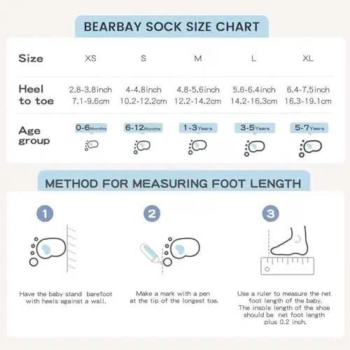 Bearbay Baby Non Slip Ankle Socks with Grippers for 0 Months-7 Years Old Walking Socks - 5