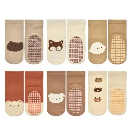 Bearbay Baby Non Slip Ankle Socks with Grippers for 0 Months-7 Years Old Walking Socks - 1