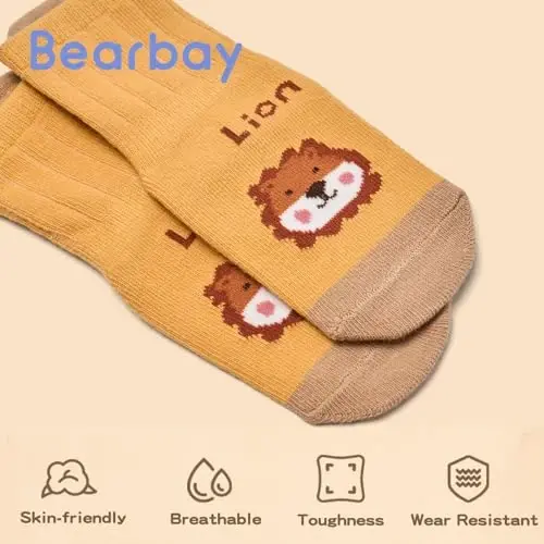 Bearbay Baby Non Slip Ankle Socks with Grippers for 0 Months-7 Years Old Walking Socks - 6