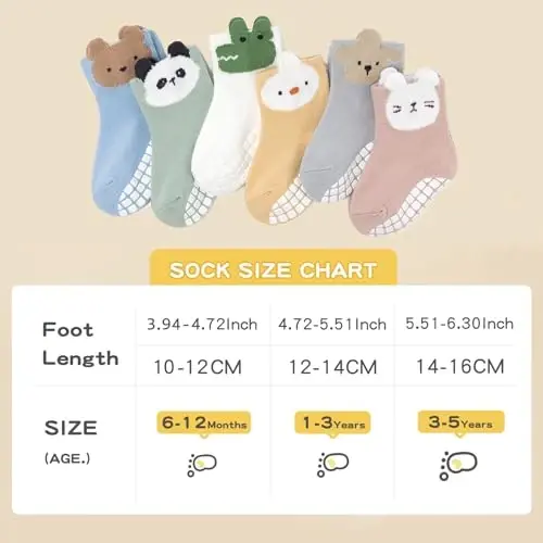 Bearbay Baby Non Slip Ankle Socks with Grippers for 0 Months-7 Years Old Walking Socks - 3
