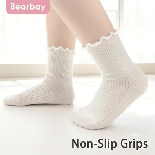 Bearbay Детские носки с рюшами для девочек, милые нескользящие носки с оборками - 2