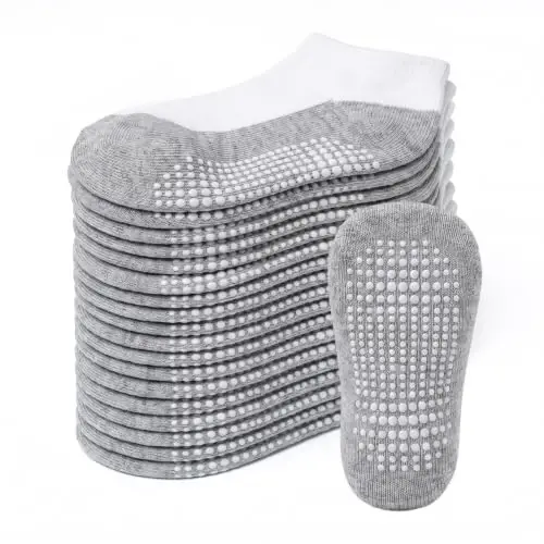 Bearbay Non-Slip Baby Cotton Ankle Socks with Grippers for Toddler Walking | 0 Months-7 Years, Unisex for Infant Boys Girls Kids, Anti Skid Soles - BEARBAY
