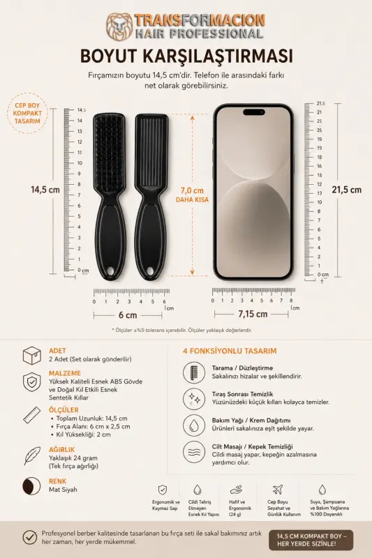 Beard Grooming Brush 2-Piece Set Absolute Professional 719583-SINGLE - 5