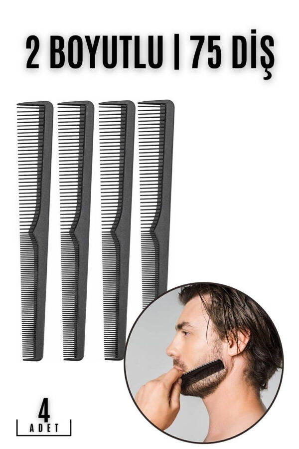 Beard Moustache Hair Comb 4 Pack SET Jess Design 718689 - 1