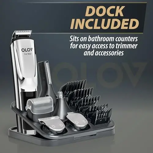 Beard Trimmer, 21 Piece Mens Grooming Kit for Beard & Mustache Trimming, Electric Shaver, Nose Hair Trimmer, Cordless Hair Clippers, Waterproof, Silver - 5