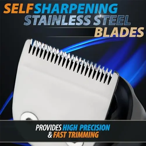 Beard Trimmer, 21 Piece Mens Grooming Kit for Beard & Mustache Trimming, Electric Shaver, Nose Hair Trimmer, Cordless Hair Clippers, Waterproof, Silver - 2