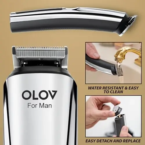 Beard Trimmer, 21 Piece Mens Grooming Kit for Beard & Mustache Trimming, Electric Shaver, Nose Hair Trimmer, Cordless Hair Clippers, Waterproof, Silver - 4