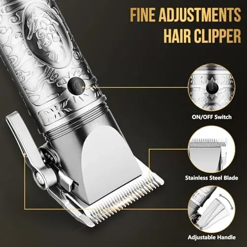 Beard Trimmer for Men, Cordless Electric Hair Clippers Professional, Barber Clippers Rechargeable Sets, Electric Razor Foil Shavers Haircut Kit for Ear, Face, Nose, Hair, Beard,Whole Body Available - 3