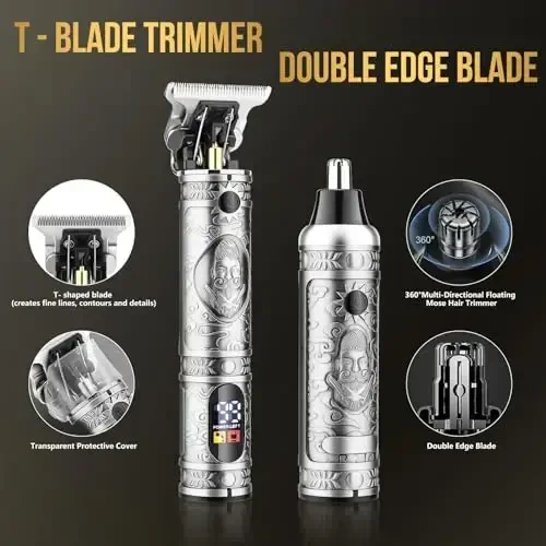 Beard Trimmer for Men, Cordless Electric Hair Clippers Professional, Barber Clippers Rechargeable Sets, Electric Razor Foil Shavers Haircut Kit for Ear, Face, Nose, Hair, Beard,Whole Body Available - 4