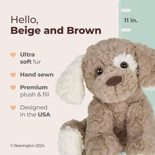 Bearington Bej ve Kahverengi Köpek 11 İnç Peluş Köpek - Yavru Peluş Hayvan - Peluş Köpek - 2