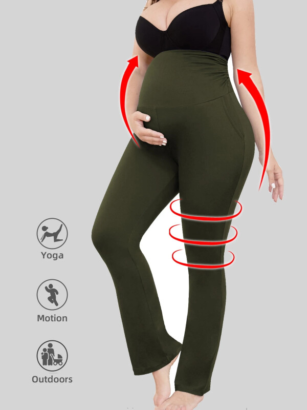 Bearsland Women's Plus Size Maternity Leggings over Belly Pregnancy Yoga Pants Active Wear Workout Pants with Pocket 3-Pack- - 1