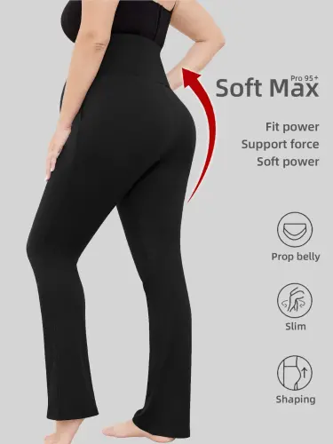 Bearsland Women's Plus Size Maternity Leggings over Belly Pregnancy Yoga Pants Active Wear Workout Pants with Pocket 3-Pack- - BEARSLAND (1)