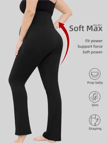 Bearsland Women's Plus Size Maternity Leggings over Belly Pregnancy Yoga Pants Active Wear Workout Pants with Pocket 3-Pack- - 2