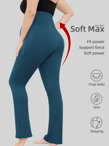 Bearsland Women's Plus Size Maternity Leggings over Belly Pregnancy Yoga Pants Active Wear Workout Pants with Pocket 3-Pack- - BEARSLAND (1)