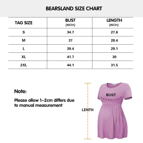 Bearsland Women's Short Sleeve Maternity T-Shirt Pregnancy Clothes- - 7