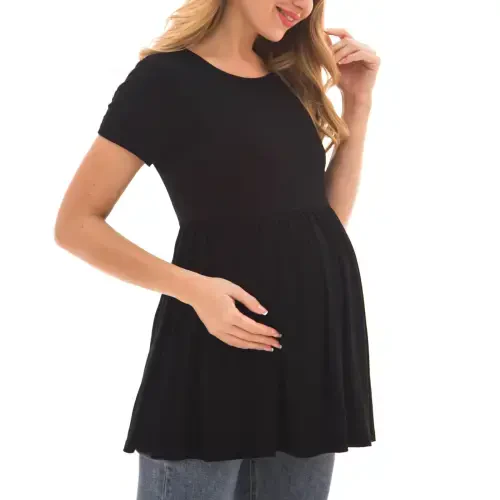 Bearsland Women's Short Sleeve Maternity Shirts Tops Pregnancy Clothes 3-Pack- - 4