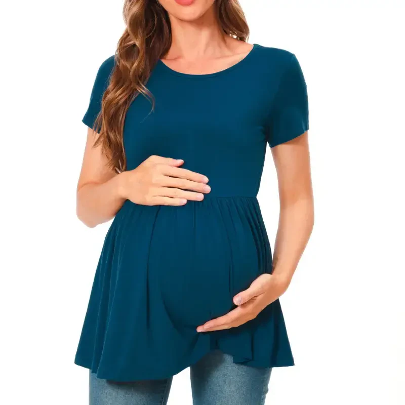 Bearsland Women's Short Sleeve Maternity Shirts Tops Pregnancy Clothes 3-Pack- - 2