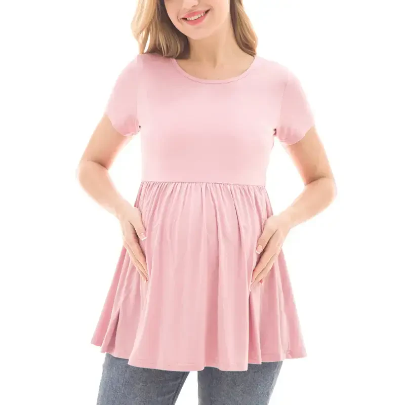 Bearsland Women's Short Sleeve Maternity Shirts Tops Pregnancy Clothes 3-Pack- - 1