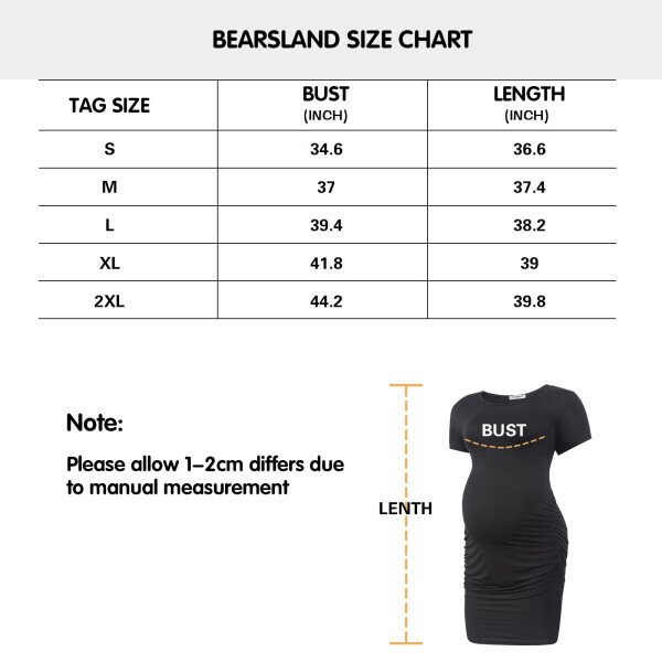 Bearsland Women's Summer Short Sleeve Maternity Dress Side Ruched Mama Pregnancy Bodycon Dress(S-XXXL)- - 6