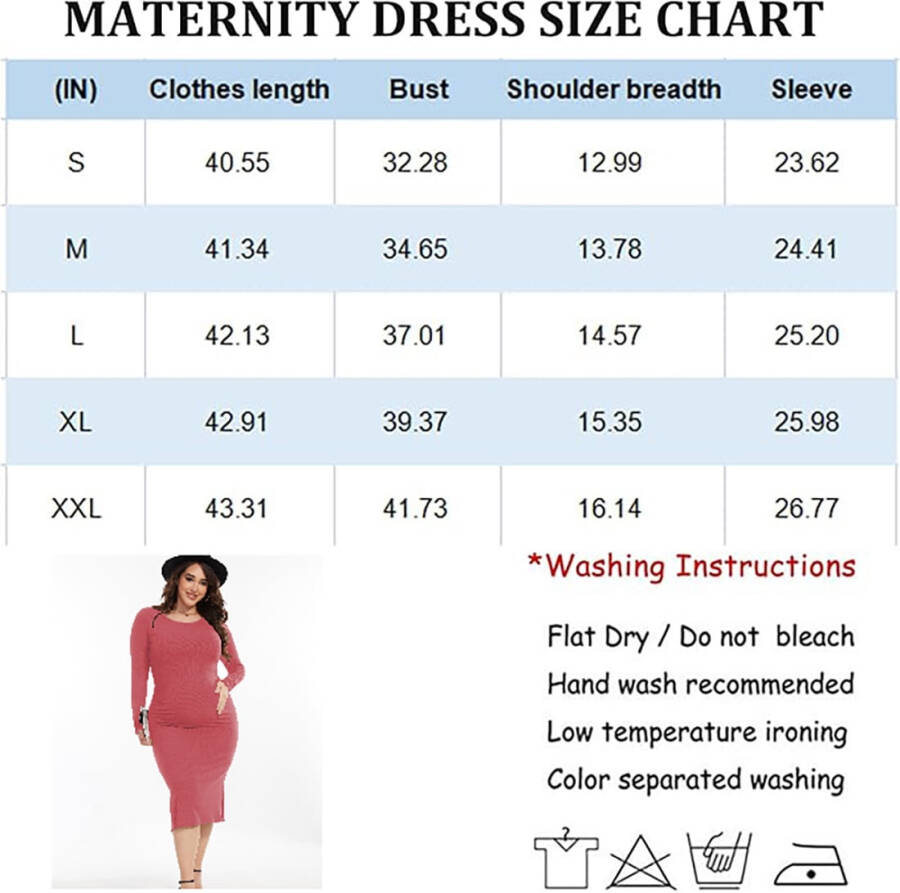Bearsland Women's Long Sleeve Ribbed Knit Side Slit Maternity Dress Casual Ruched Bodycon Sweater Dress Pregnancy Clothes - 7