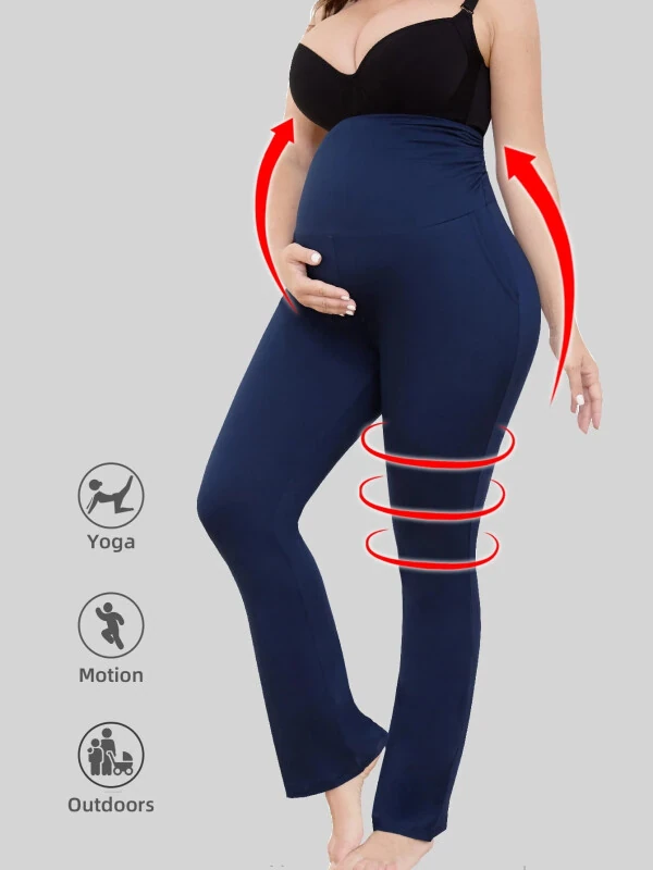 Bearsland Women's Plus Size Maternity Leggings over Belly Pregnancy Yoga Pants Active Wear Workout Pants with Pocket 3-Pack - BEARSLAND