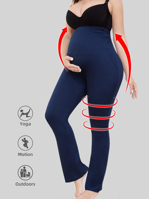 Bearsland Women's Plus Size Maternity Leggings over Belly Pregnancy Yoga Pants Active Wear Workout Pants with Pocket 3-Pack - 1