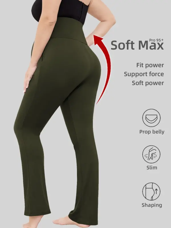 Bearsland Women's Plus Size Maternity Leggings over Belly Pregnancy Yoga Pants Active Wear Workout Pants with Pocket 3-Pack - 2