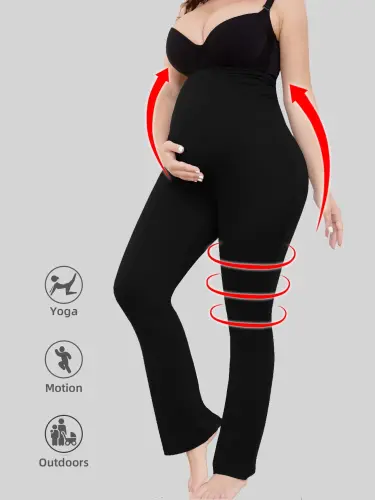 Bearsland Women's Plus Size Maternity Leggings over Belly Pregnancy Yoga Pants Active Wear Workout Pants with Pocket 3-Pack - 1