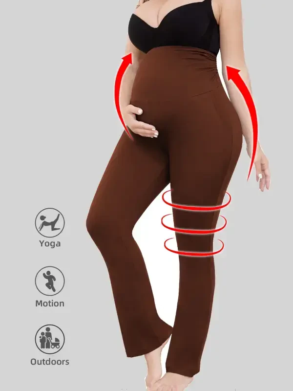 Bearsland Women's Plus Size Maternity Leggings over the Belly Pregnancy Yoga Pants Activewear Workout Pants with Pockets 3-Pack - BEARSLAND