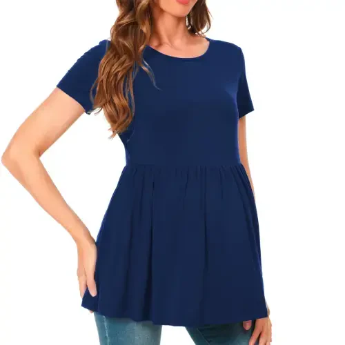 Bearsland Women's Short Sleeve Maternity Shirts Tops Pregnancy Clothes 3-Pack - 5