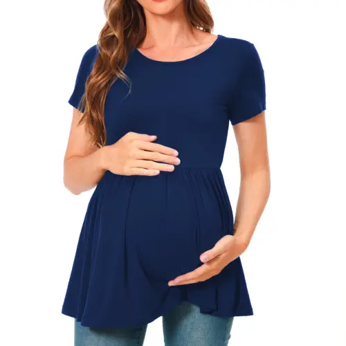 Bearsland Women's Short Sleeve Maternity Shirts Tops Pregnancy Clothes 3-Pack - 3