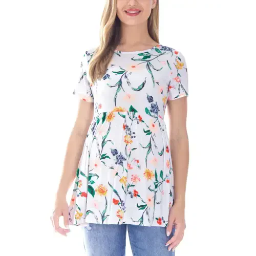 Bearsland Women's Short Sleeve Maternity Shirts Tops Pregnancy Clothes 3-Pack - 1