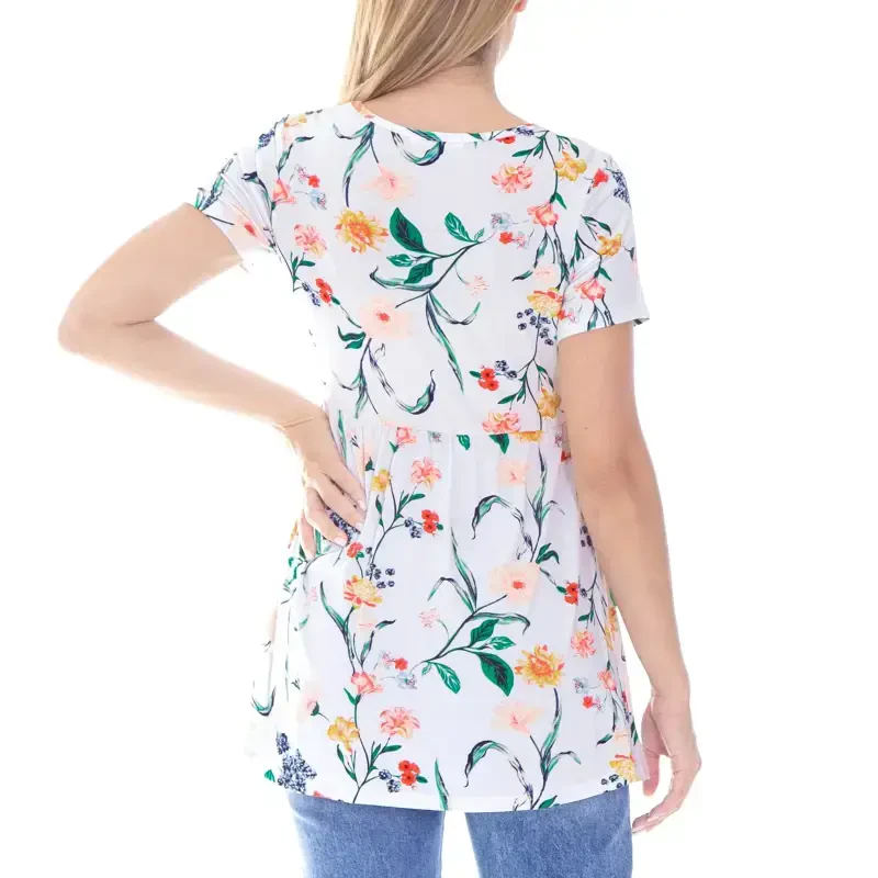 Bearsland Women's Short Sleeve Maternity Shirts Tops Pregnancy Clothes 3-Pack - 4